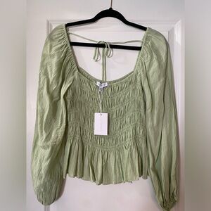 Lucy Paris Pleated Long Sleeve Crop Top